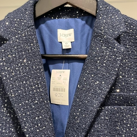NEW J.Crew Women’s Navy Tweed Silver Sequin Schoolboy Blazer size 0 academia - Picture 9 of 11